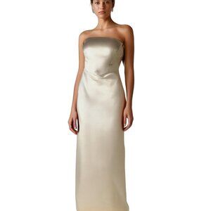 Strapless Satin Ivory Evening Gown Formal 4 Bridesmaid Mother of Bride Wedding